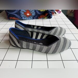 Rothy's Black and White Striped Flats